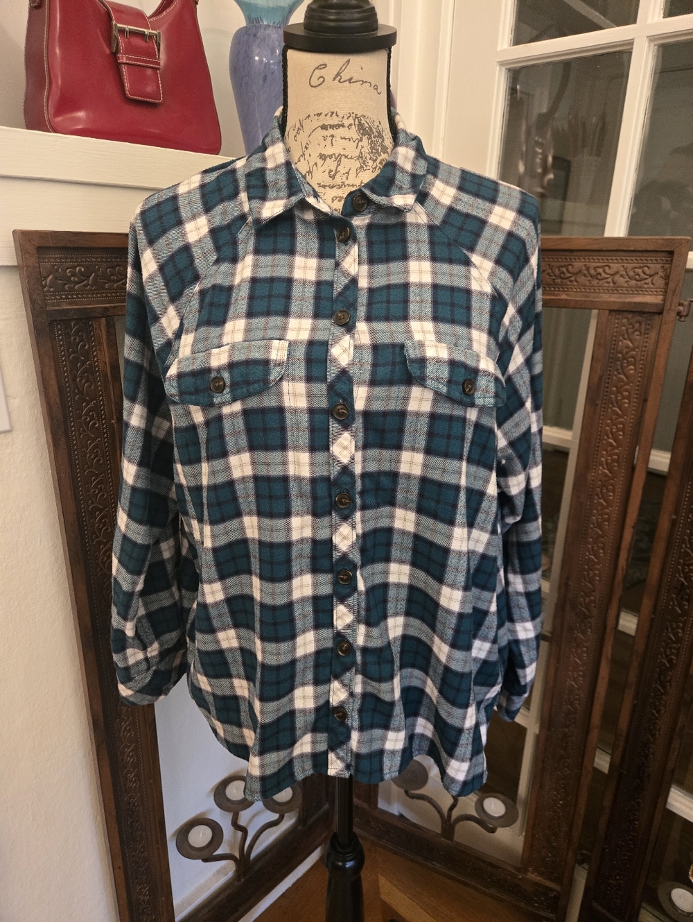 Wild Fable Teal Flannel Button-Down